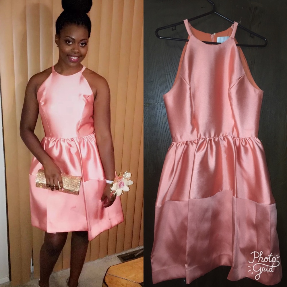 Coral Short Satin Homecoming Dress